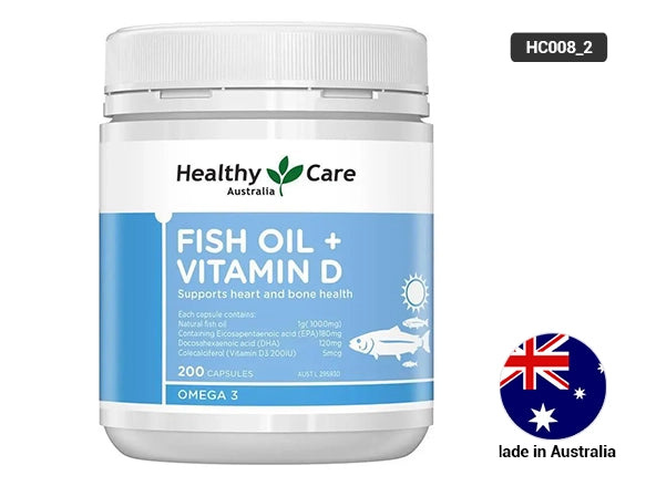 Healthy Care Fish Oil + Vitamin D 200 Capsules